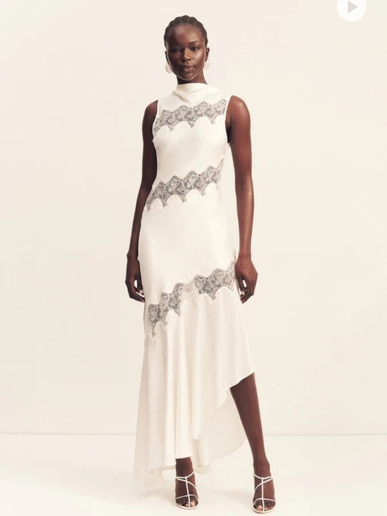 Shona Joy Dresses & Skirts - Shona Joy White Maxi Dress with Lace Trim